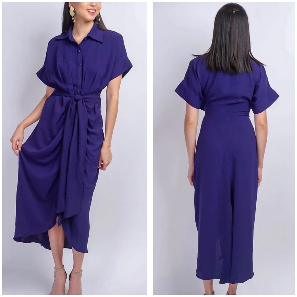 Chloe Dao, navy, drape, shirt dress, large
